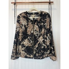 Requirements Black & Tan Bunout Corduroy Full Zip Jacket Womens Size L