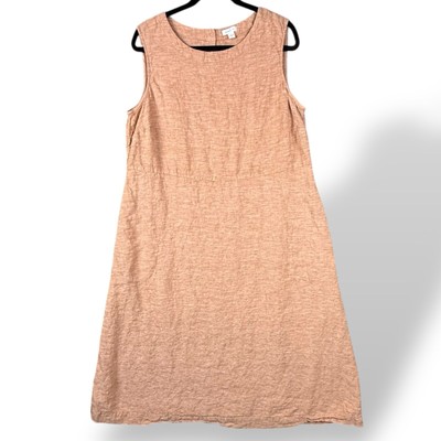 J Jill PureJill Linen Maxi Dress Women s XL Pockets Sleeveless Peachy Beige GUC