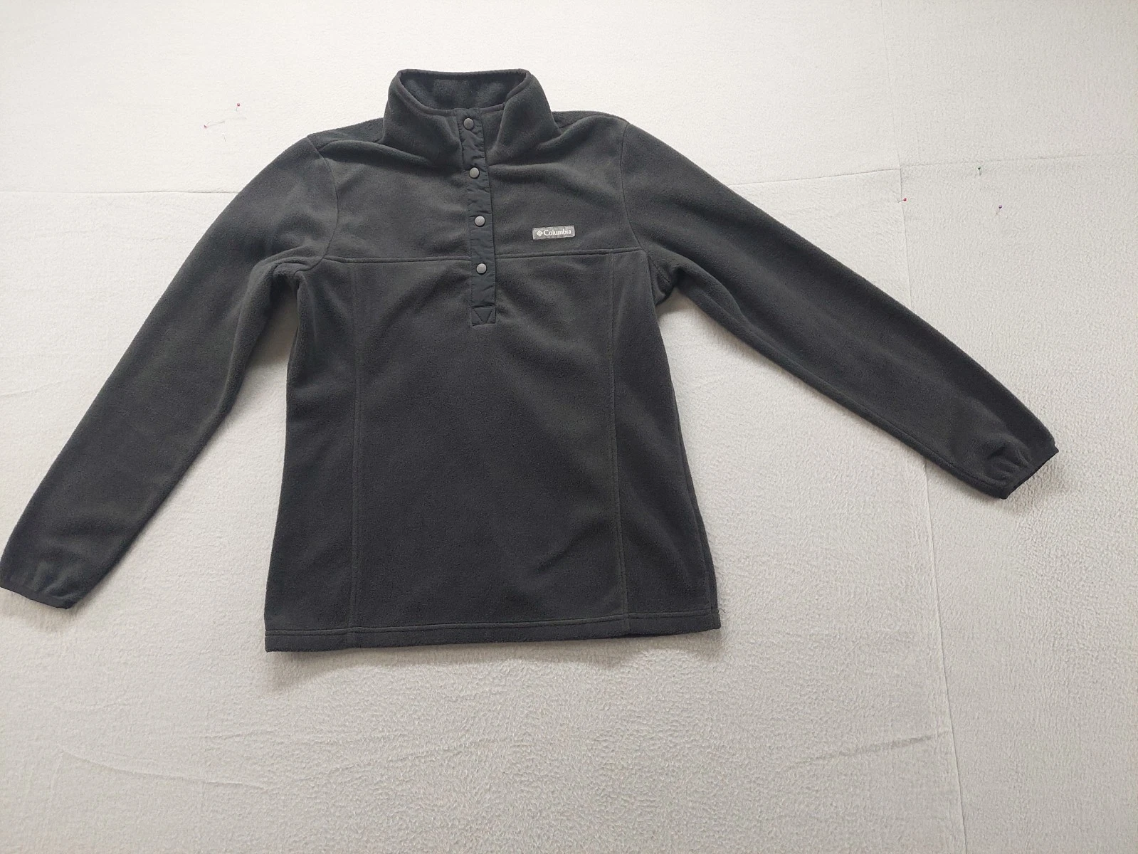 Columbia Women Jacket M Dark Gray Fleece Logo Snap Long Sleeve Outdoor Thermal