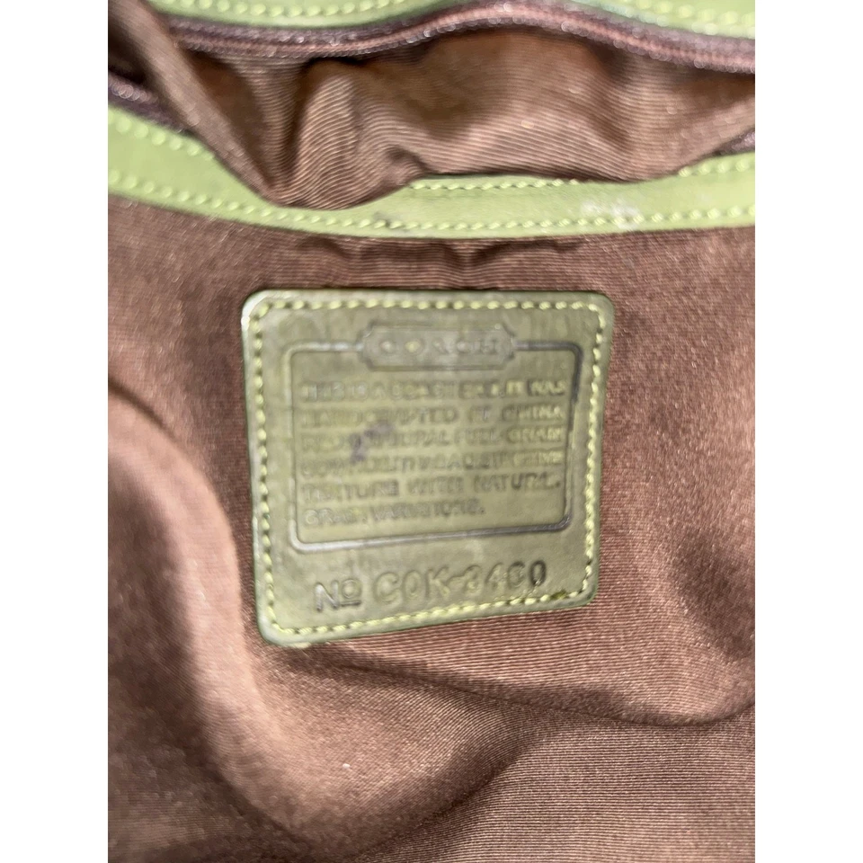 Bolso de Hombro Hobo Coach 3460 Gamuza Verde con Correa de Cuero Marrón Foto 2 de 4