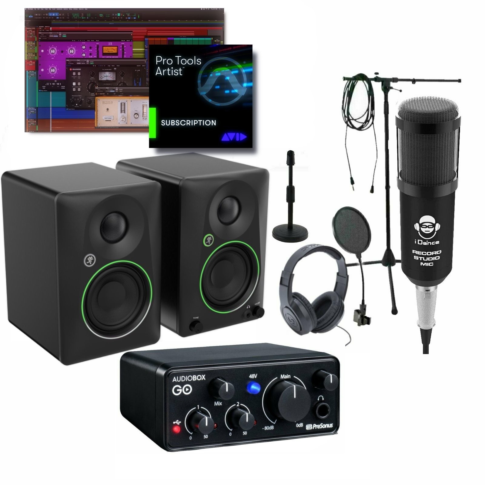 Home Recording Studio Bundle Package w/ Pro Tools Artist - AudioBox GO Mackie