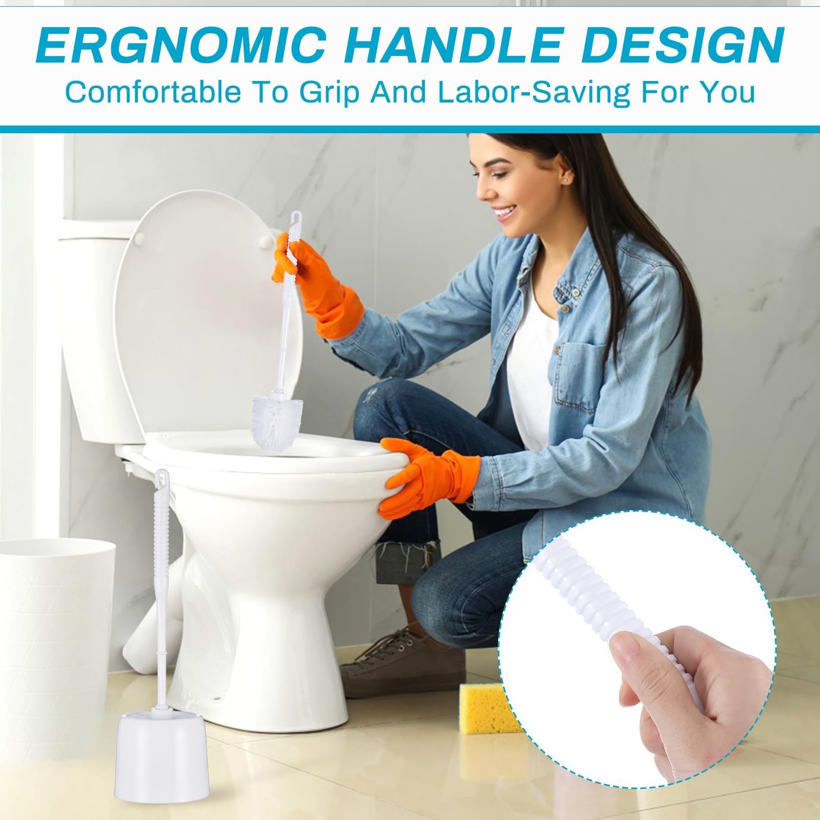 6 Sets Toilet Brush and Holder Toilet Cleaner Brush Set for Bathroom Toilet B...