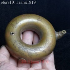 Old Chinese Bronze Carving plum blossom water drop Gift Collection Diameter 8 CM