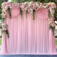 10 ft x 10 ft Pink Backdrop Curtains for Parties Wrinkle Free Baby Pink Photo...
