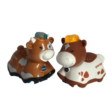 Vtech Go! Go! Smart Animals Cow & Horse Figures With Sounds & Lights Tested