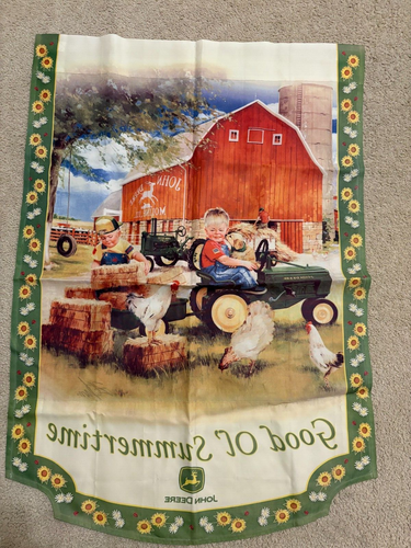 John Deere Good Ol' Summertime Farm Country Outdoor Garden Flag 28"x40" Chickens - Picture 2 of 2