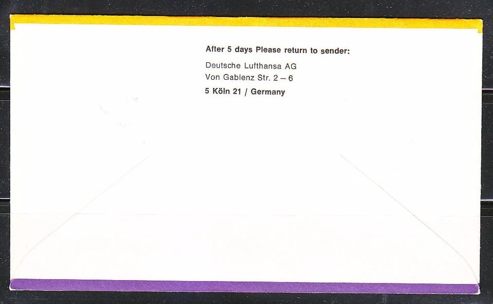 Germany BRD 1977 First flight cover Ersftlug Brasil-Europa Lufthansa.1st flight - Image 2 of 2