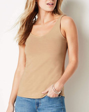 J.JILL WOMEN'S BEIGE SLEEVELESS PERFECT REVERSIBLE TANK TOP PLUS Sz 2X