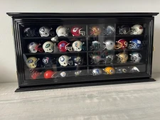 Pocket Pro Mini Helmet Display Case 32+ Football Riddell Black Wood NFL Cabinet