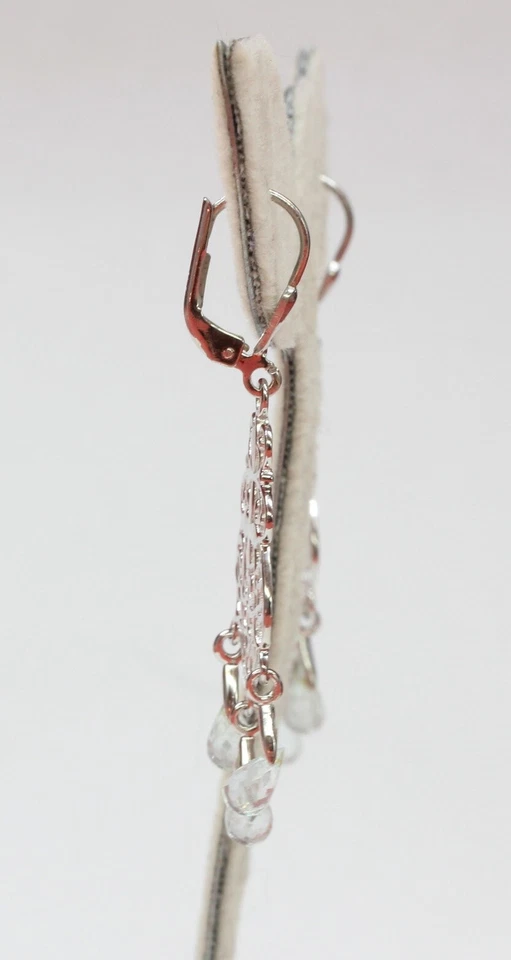 Romantico 3,75 Carati Prasiolite Pendenti 925 Argento Verde Ametista Ohrschmu - Immagine 2 di 4