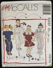 1991 McCall's 5237 Girl's JUMPSUIT Top PANTS Shorts Sz 7-8-10 NOS Uncut Pattern