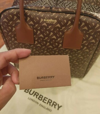 Auth! NWT  BURBERRY TB CUBE Monogram Bag  BRIDLE Brown  , with lock and strap