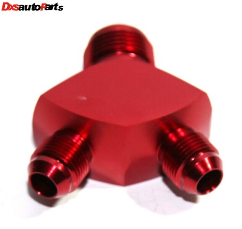 Fitting Adapter 3-Way Y-Block AN12 12-AN Male to (two) AN8 8-AN RED - Picture 5 of 8