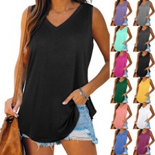 Womens Shirt Vest Loose Tank Summer Loose Tops Blouse Casual Plus Sizes Tee NEW