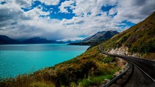 Landscape new zealand clouds water road sky Custom Gaming Mat Desk