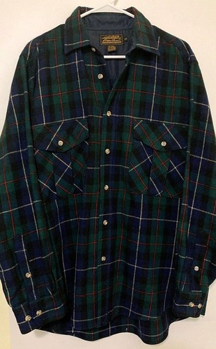Wool Classic Green Plaid Flannel Shirt 