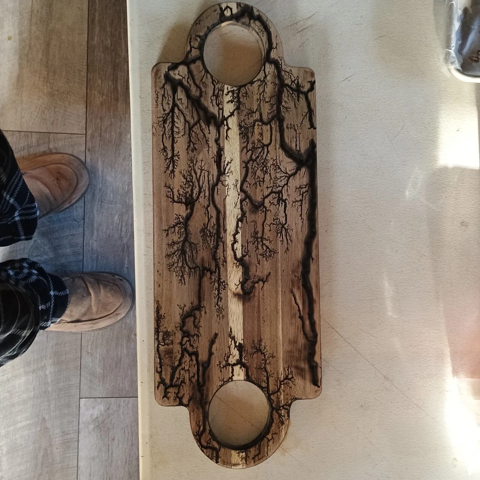 Handcrafted Fractal Burned Wood Charcuterie Board Serving Tray with Dual Handles - Image 2 of 2