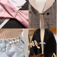 12pcs Faux Pearl Brooch Set - Elegant Waistband, Dress Hat Clips, Shawl Pins