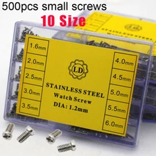 Steel Screws Watch Strap Link Watch Case Cover Repair Screws 500pcs 1.6mm 2-6mm