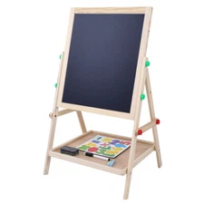 2 In 1 Double Side Baby Kids Child Standing Art Wooden Drawing Board