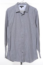 Banana Republic Tailored Slim-Fit Gray Gingham Check Cotton Long-Sleeve Shirt XL