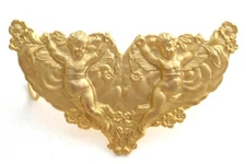 Vintage 2 Angel Scarf Clip Repousse Cupid Gold Tone Two 2 Clips Jewelry