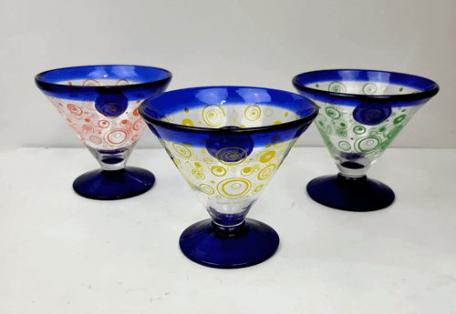 Kosta Boda Royal Caribbean Margarita Martini Glasses Circles 2009 GIL NY Choice