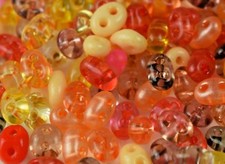 Twin 2 Hole Czech Glass Seed Beads " MIXTURE COLOR 64 " 50 Grams Loose