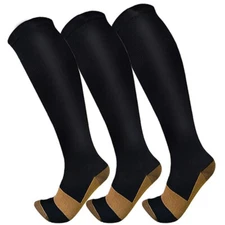 3 Pairs Circulation is Best Daily Unisex 15-20 mmHg Copper Compression Socks