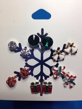 Six Pairs Claire's Christmas Holiday Bell Candy Cane Present Red Earrings New