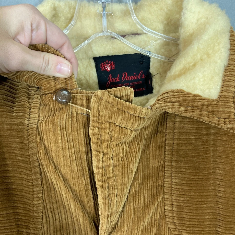 Chaqueta de pana forrada Sherpa sintética vintage años 70 abrigo rancho para hombre M/L marrón occidental Foto 4 de 4