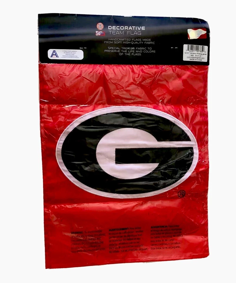 Georgia Bulldogs NCAA Red 2 Sided Decorative Team Flag Banner 18" x 12.5" NEW - Image 2 of 2