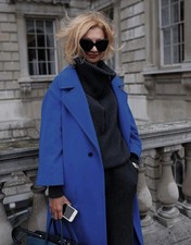 Jaeger Wool Royal Blue Coat 8 New £299 Premium Tailored