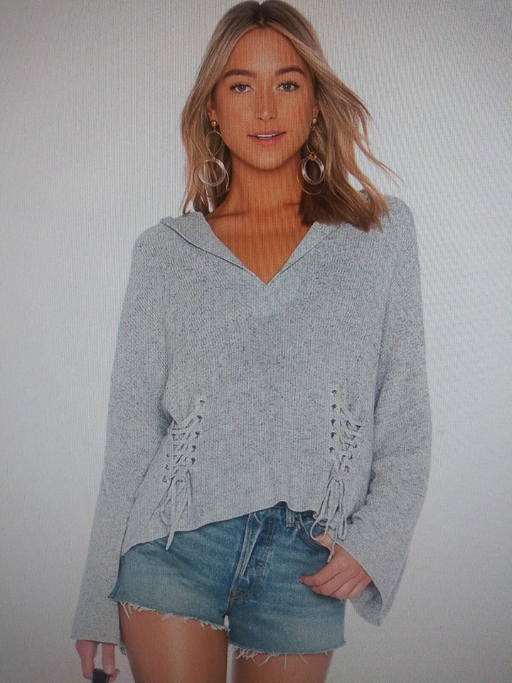 NOVO BCBGMAXAZRIA Suéter Top Caitlyn Manga Sino Moletom Relaxado Tamanho P MSRP $228 - Imagem 4 de 4