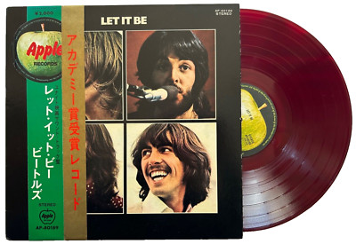 Beatles LET IT BE w/RED WAX Round & Oscar Obi Inner Sleeve AP