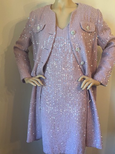 NWT St John Knit Size 12 dress & topper color is Thistle Sequins - Picture 2 of 10