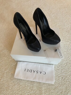 Casadei Plateau Pumps Schwarz Leather 37