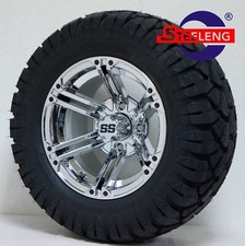 Golf Cart 12 Chrome Terminator Wheelsrims And 22 Stinger Dot At Tires