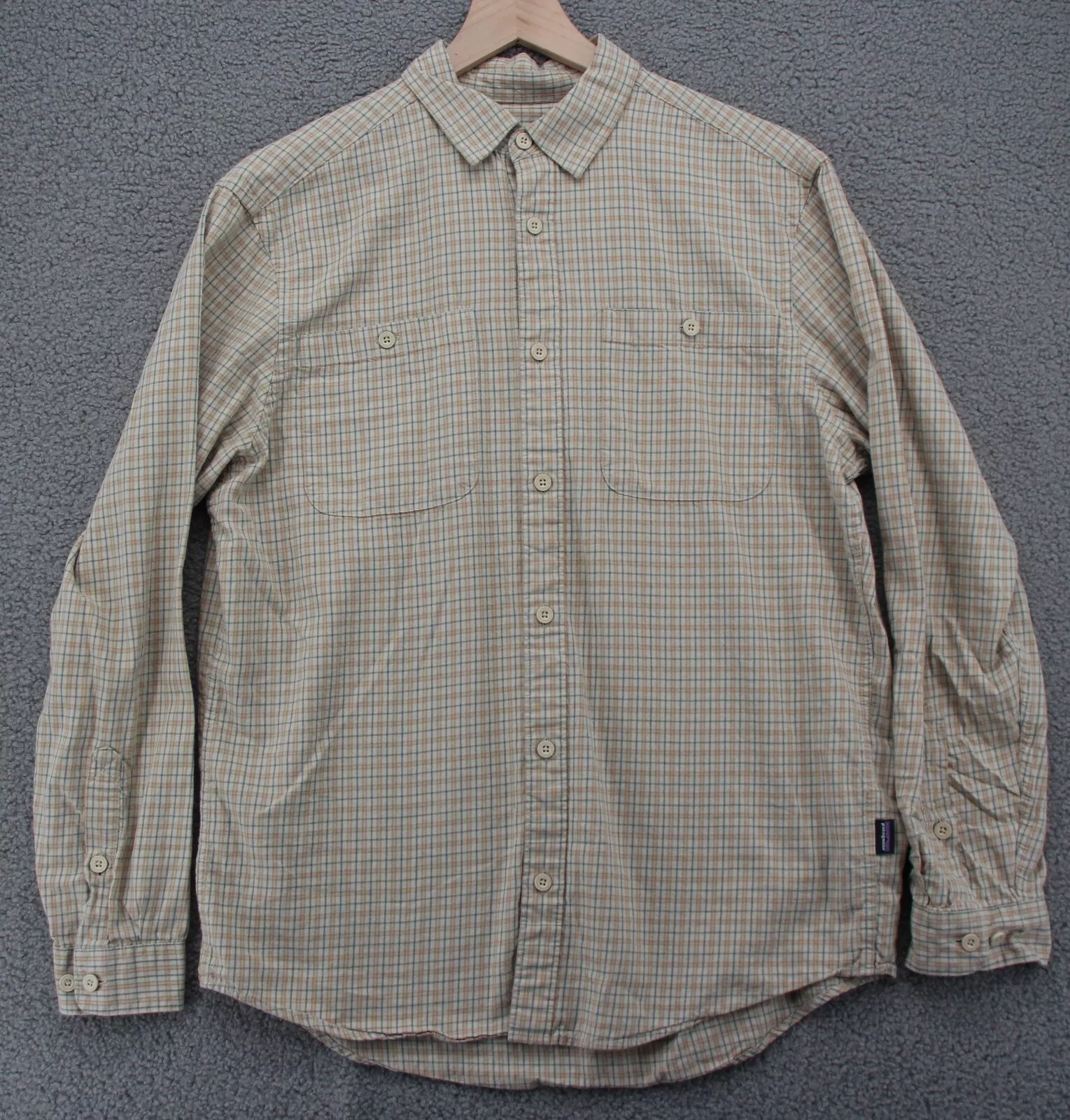 patagonia plaid check button up long sleeve organic pima shirt