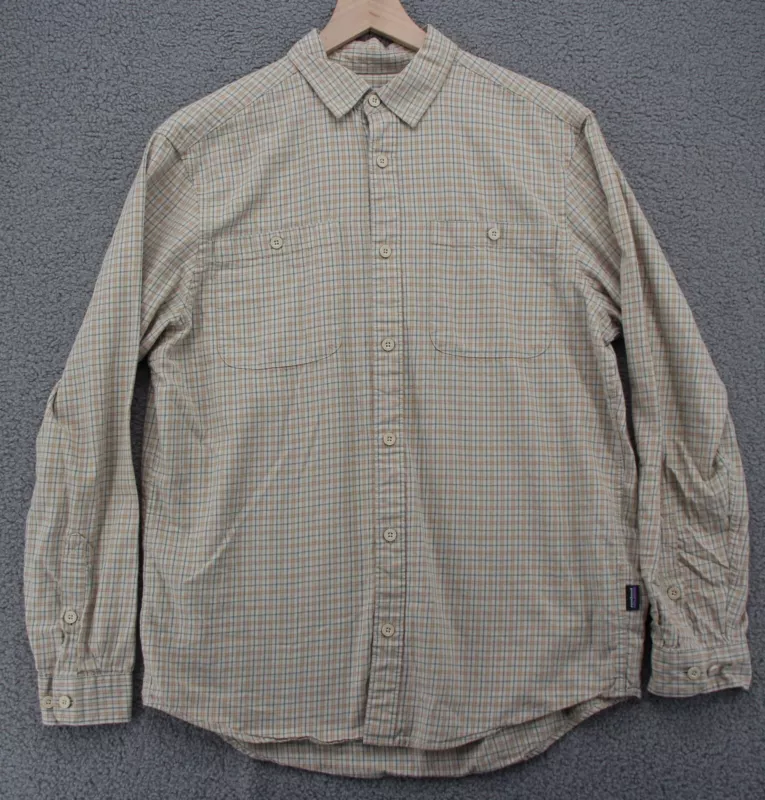 patagonia plaid check button up long sleeve organic pima shirt