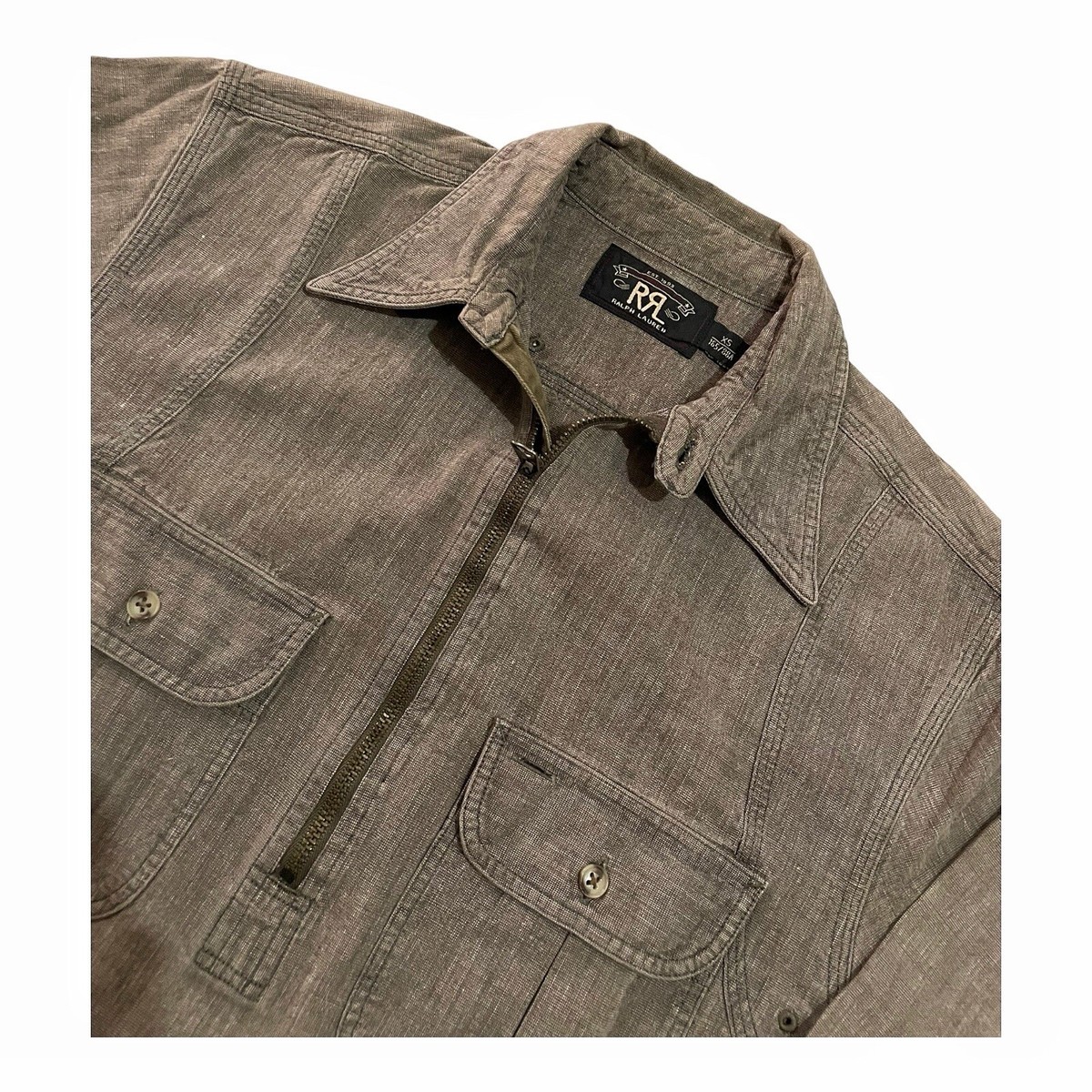 Ralph Lauren Double RL RRL Pullover Work Shirt Gray Charchoal Half