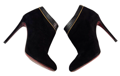 Cesare Paciotti Black Snake Leather & Suede Stiletto Heel 