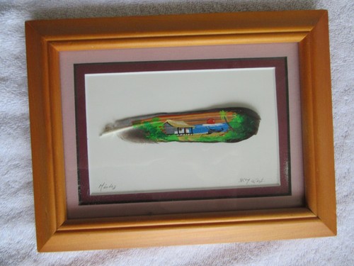 Hand Painted Feather Art Key West Framed Signed artist Antonio & Sara Mendez - Picture 7 of 7