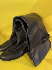 Black Leather Boots Made In Italy Size 8 - 39 Over The Knee Fold Over
