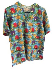 Scrub Top Medical Womens Nurse Dentist Lab Veterinarian Size XS With Cute Frogs
