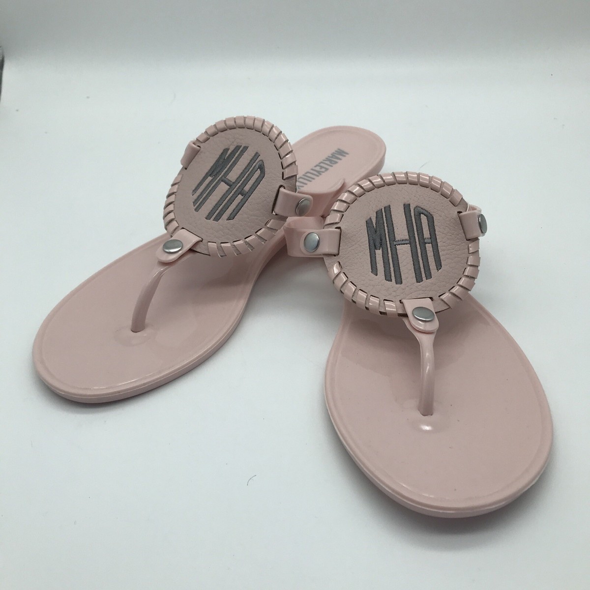 Marley Lilly MHA Monogram Blush & Gray Size 9 Ladies Shoes Women's