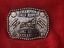 Trophy Rodeo Champion Buckle☆PRO CALF ROPING☆Fort Smith Arkansas☆1989☆RARE☆229