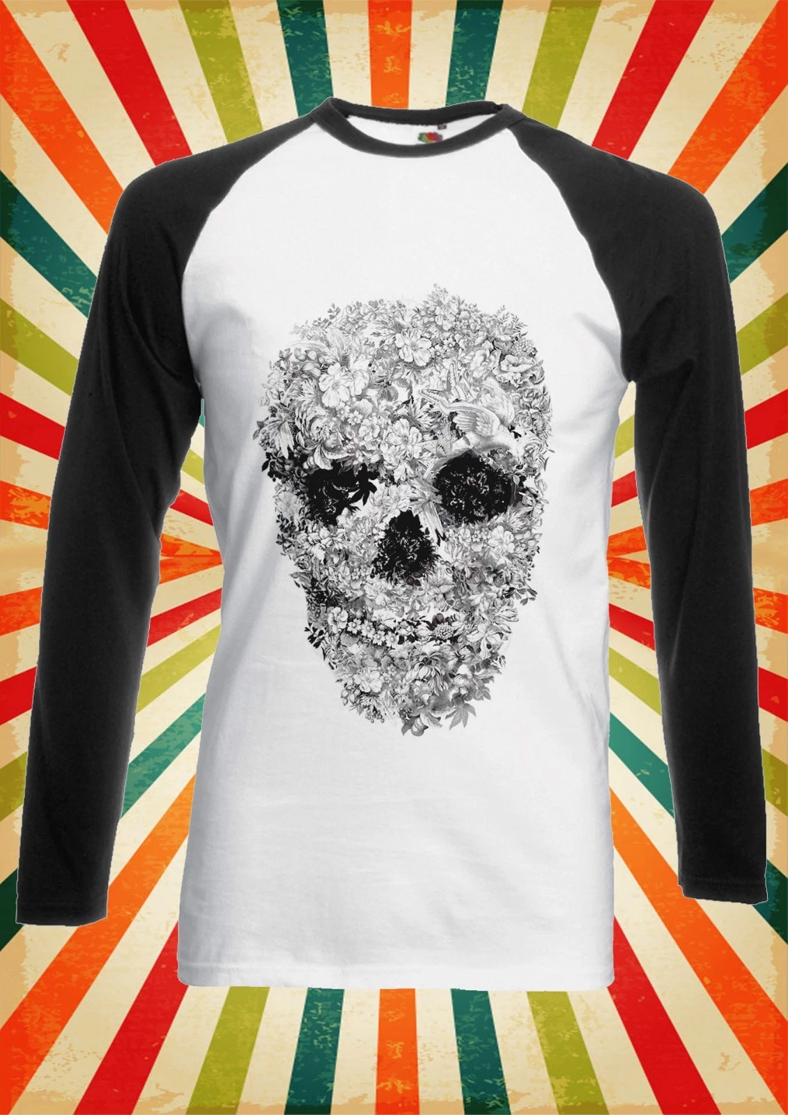 Skull Flower Retro Floral Cool Men Women Long Short Sleeve Baseball T Shirt 315
Opens in a new windo