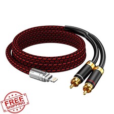iPhone to 2 RCA Audio Cable Aux Adapter Y Splitter Cord 2.5FT