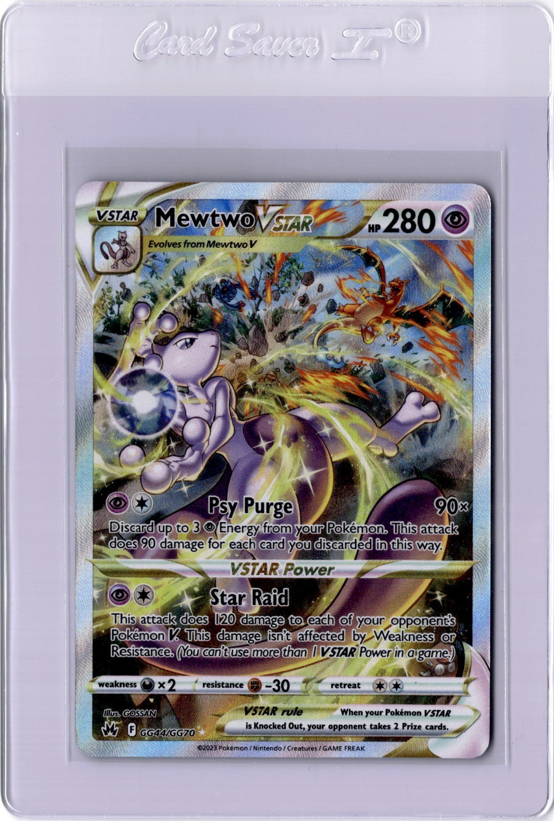 Mewtwo VStar GG44/GG70 Crown Zenith Alternate Art Pokemon Card FA 2023